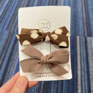 Brown Bow Clip 2pc