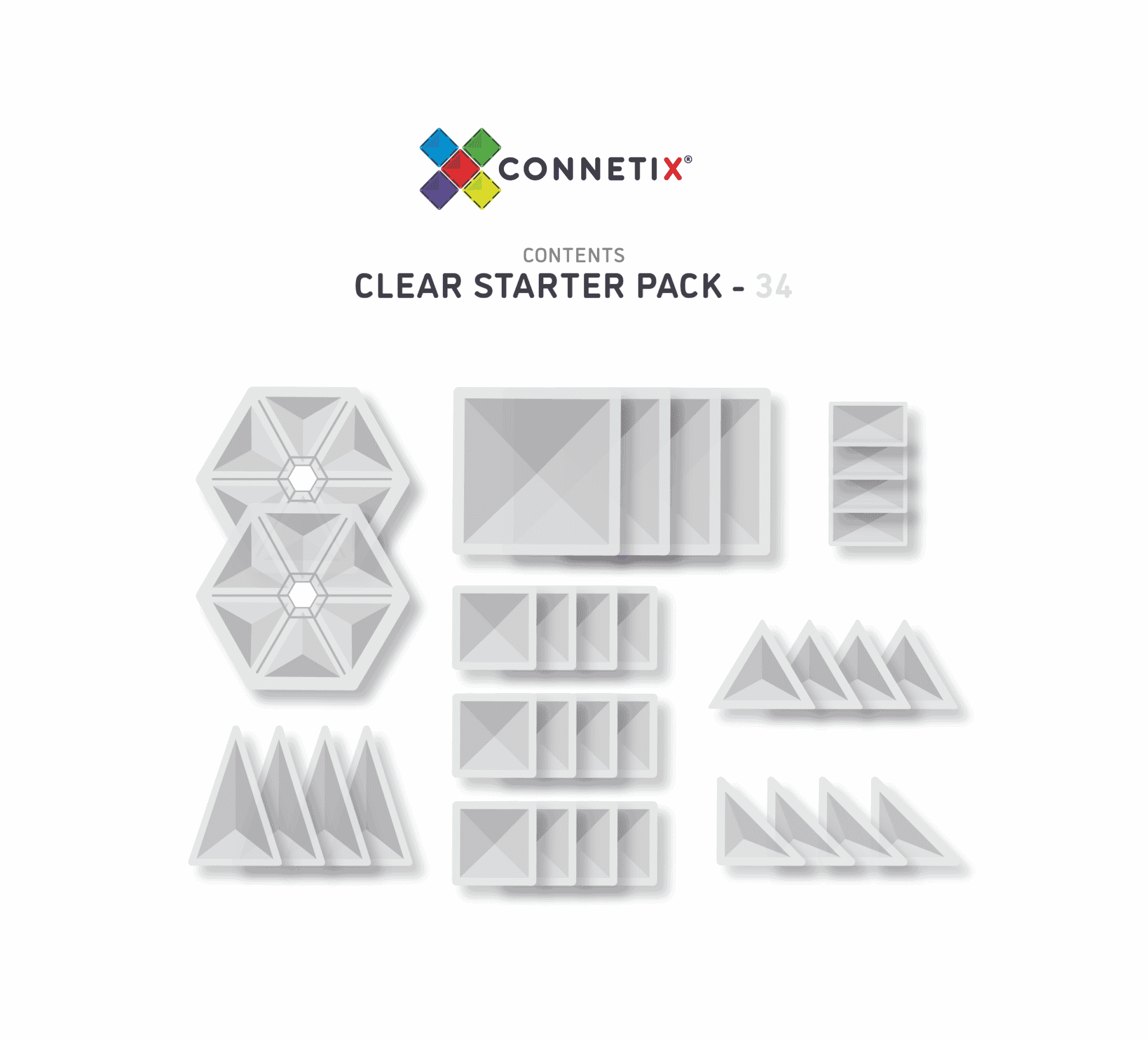 Connetix Magnetic Tiles Clear Pack 34pc AU - Image 7